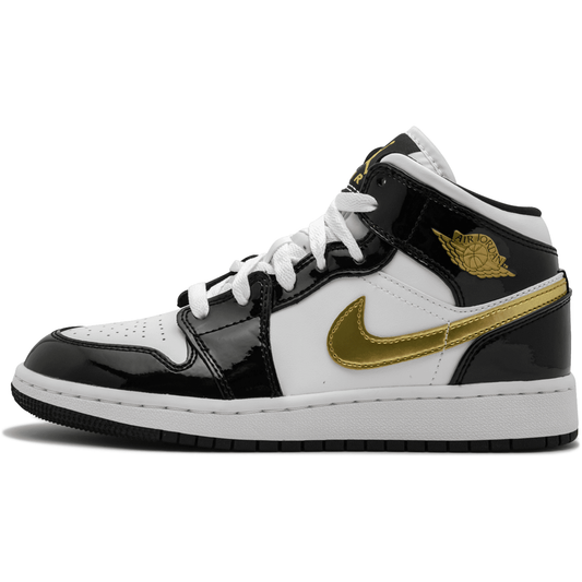 Air Jordan 1 Mid “Black Gold Patent Leather”