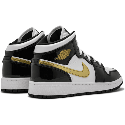 Air Jordan 1 Mid “Black Gold Patent Leather”